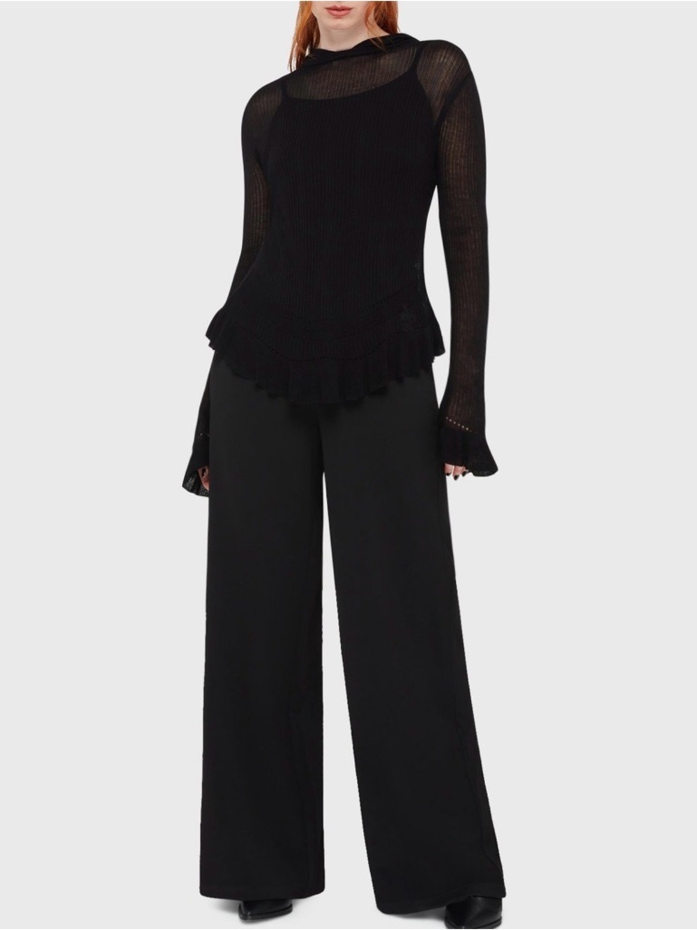 NWT Killstar Broken Halo Hooded Pointelle Knit Sweater Black Size Large - Picture 11 of 13